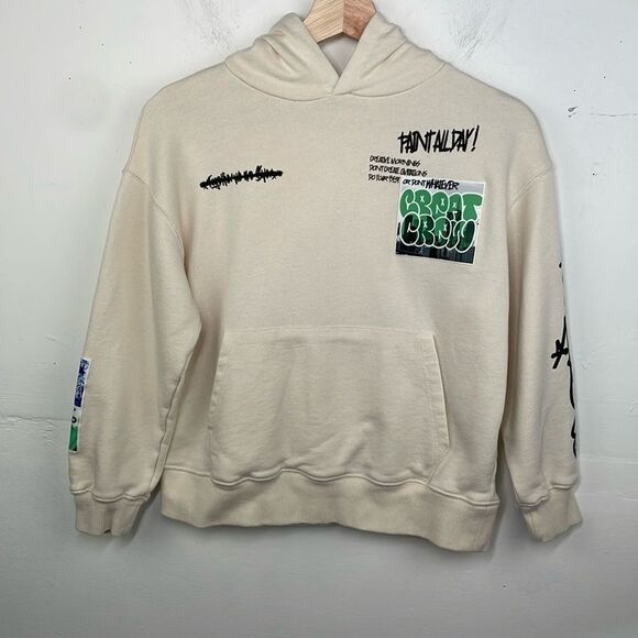 Zara Kids Sweatshirt with Hood graffiti print size 9-10 - Picture 1 of 10